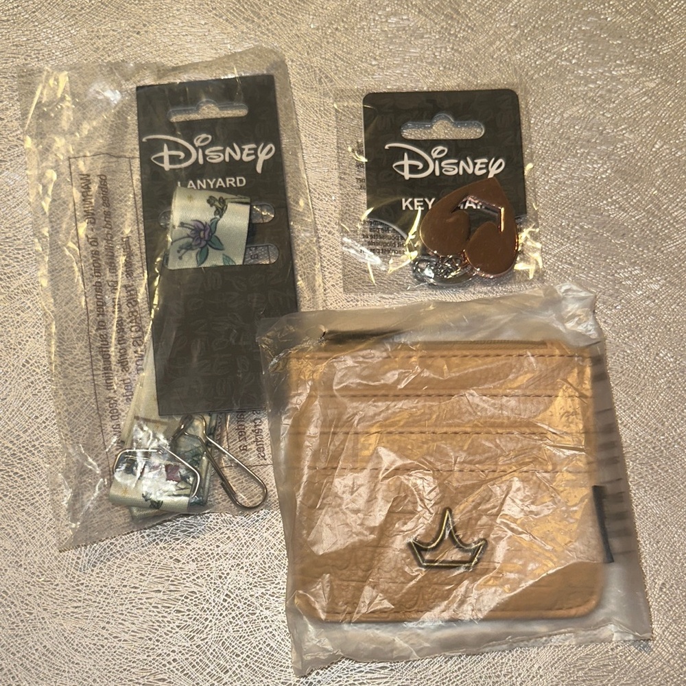 Disney Tan Wallet with Tiana Lanyard and Keychain